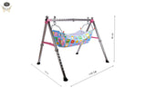 NEW PRIMA HUB New Born Baby Swing Cradle Jhula for Babies Boy and Girl/Foldable & Portable Palna for Baby/Indian Style Hammock with Mosquito Net/Stainless Steel Body (Gola Regular Pink)