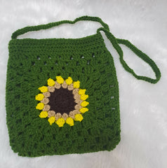 Crochet handmade sling bag/ sunflower sling bag/Cotton shoulder bag