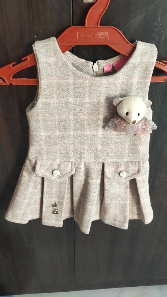 Warm Winter Frock/Dress with Fur Jacket, Elegant and Comfortable Baby Girl Winter Outfit for Special Occasions.