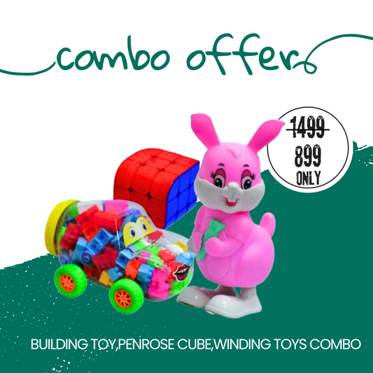 ZOOBIE  Fun Car Building Toy,Windup Rabbit Toy And Penrose Cube Combo