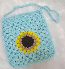 Crochet handmade sling bag/ sunflower sling bag/Cotton shoulder bag