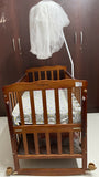 BABYHUG MONTANA  Wooden Cot/Crib Cum Rocker With Mosquito Net- Cherry Red