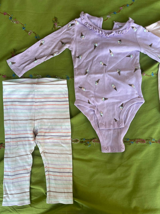 Pekkle Onesie and pyjama set (Set of 2) peach and purple