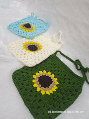 Crochet handmade sling bag/ sunflower sling bag/Cotton shoulder bag