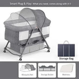 Shop now for the StarAndDaisy D01 Manual Baby Cot Crib Newborn Baby Bassinet, offering safety, comfort, and mobility with a cradle, wheels, mosquito net, and bedding set!