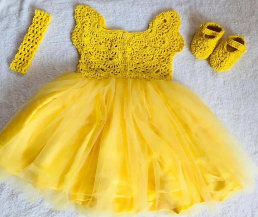 Shop now for our Handmade Crochet Customizable Frock/Dress for Baby Girl, combining elegance, comfort, and personalization for your little one!