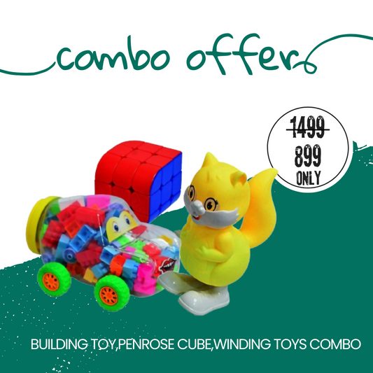 ZOOBIE Fun Car Building Toy,Windup Squirrel Toy And Penrose Cube Combo