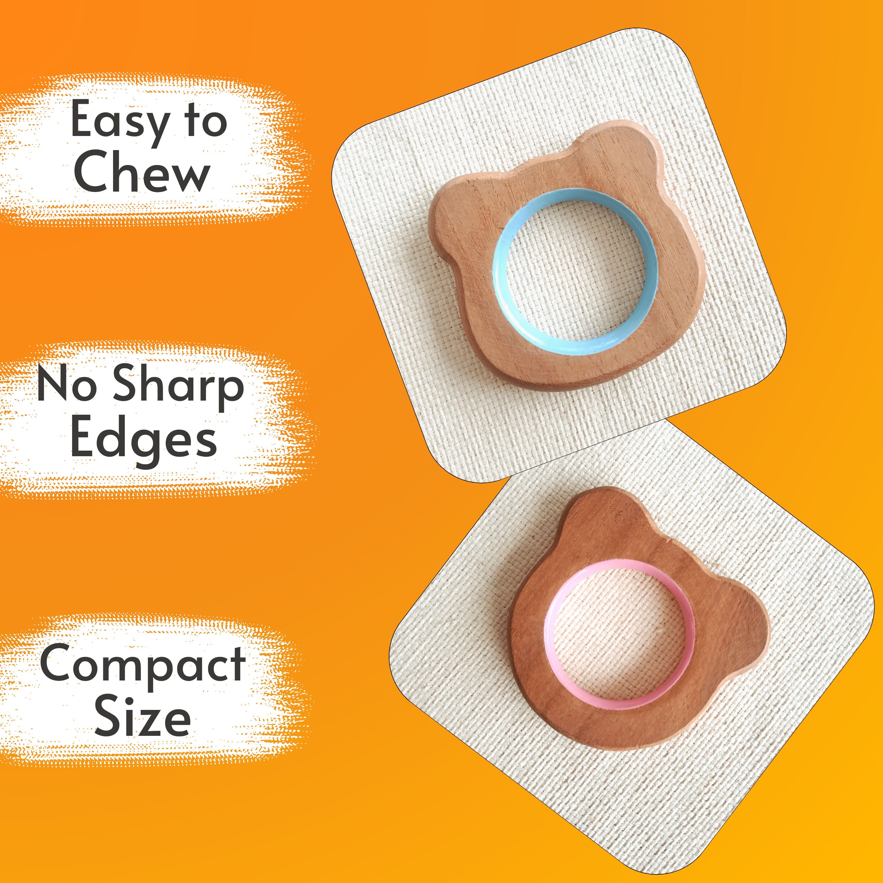 Explore shapes and soothe gums with Babycov's Cute Neem Wood Teethers - natural comfort for safe and playful chewing!