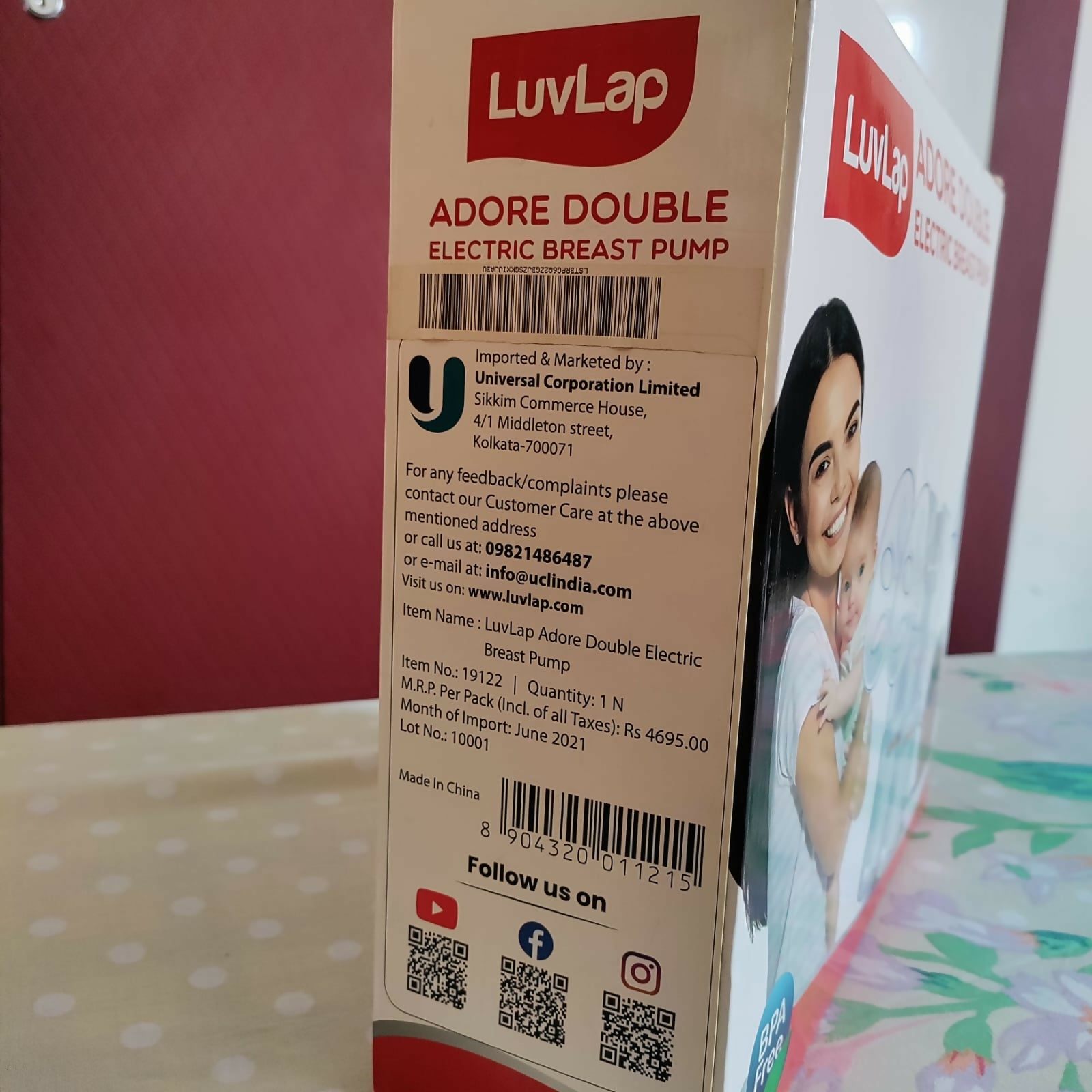 LuvLap Adore Double Electric Breast Pump – dual-mode, silicone cushion, BPA-free, rechargeable battery, adjustable suction for efficient and comfortable breastfeeding.