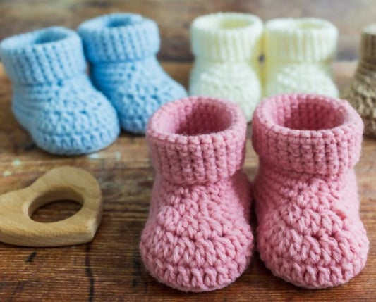 Soft and comfortable booties set for babies, perfect for warmth and style, made with baby-safe materials for everyday wear.