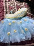 1st Birthday Dress/Frock for Baby Girl - Blue - PyaraBaby