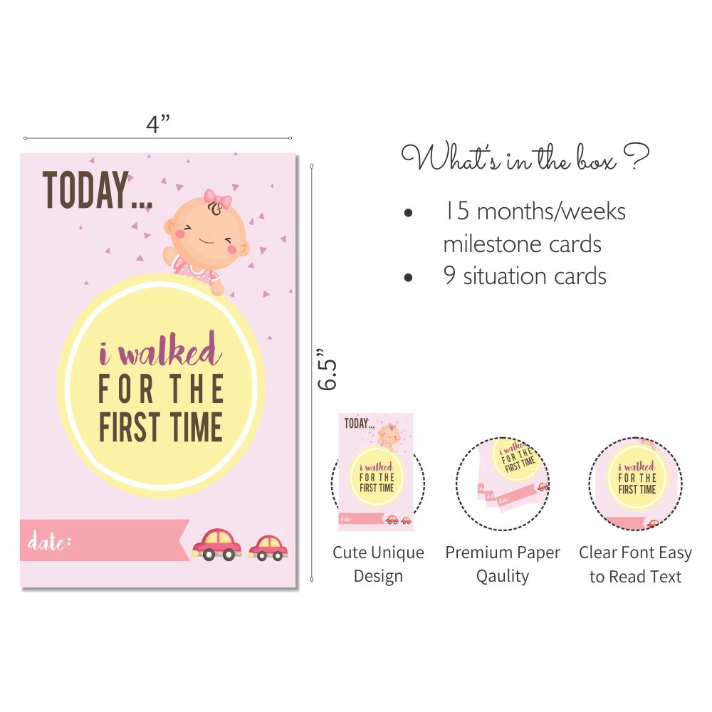 Baby Girl milestone cards- Pack of 24 - PyaraBaby