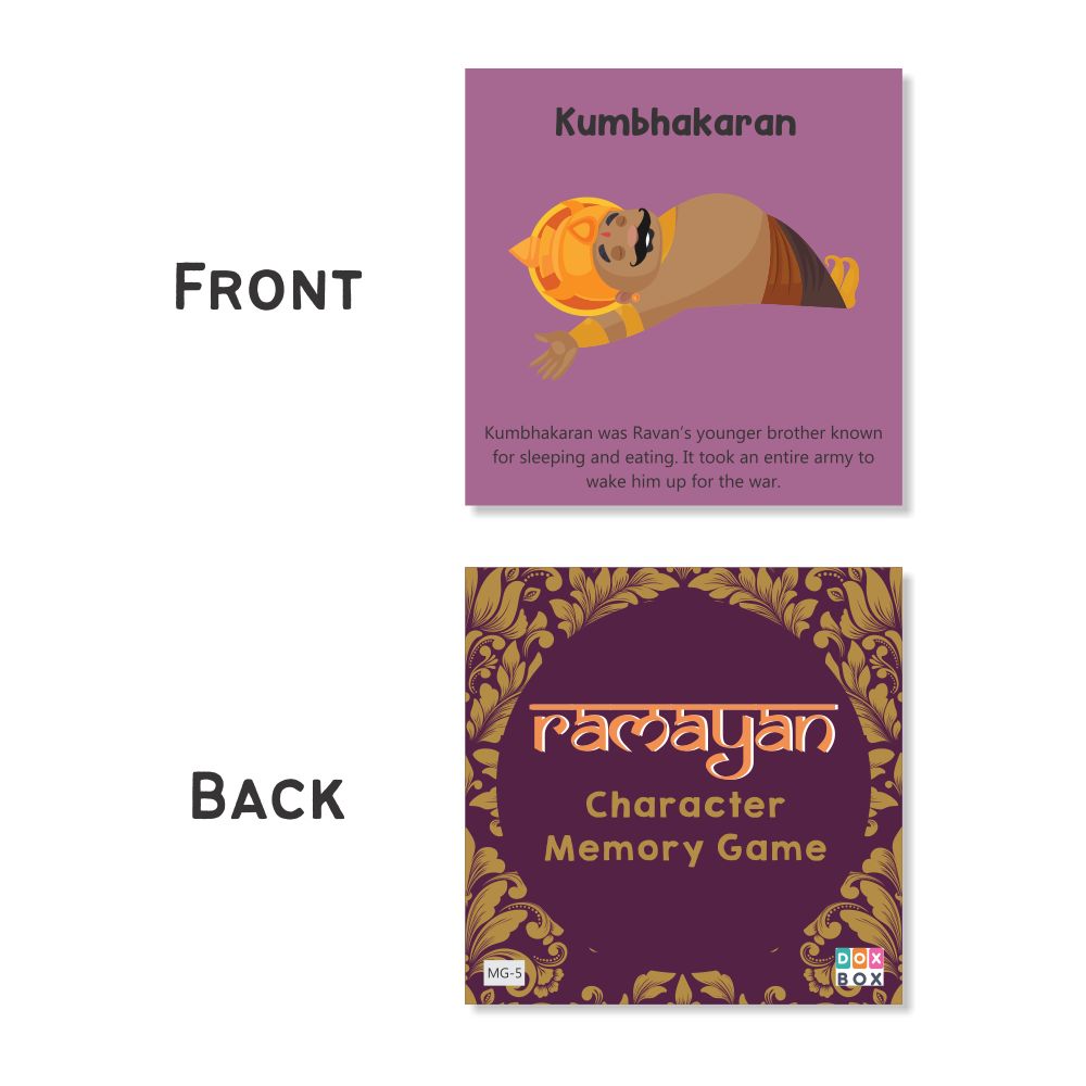 Ramayan Character Memory Card Game Flashcards -Pack of 30( Includes 15 Character) - PyaraBaby