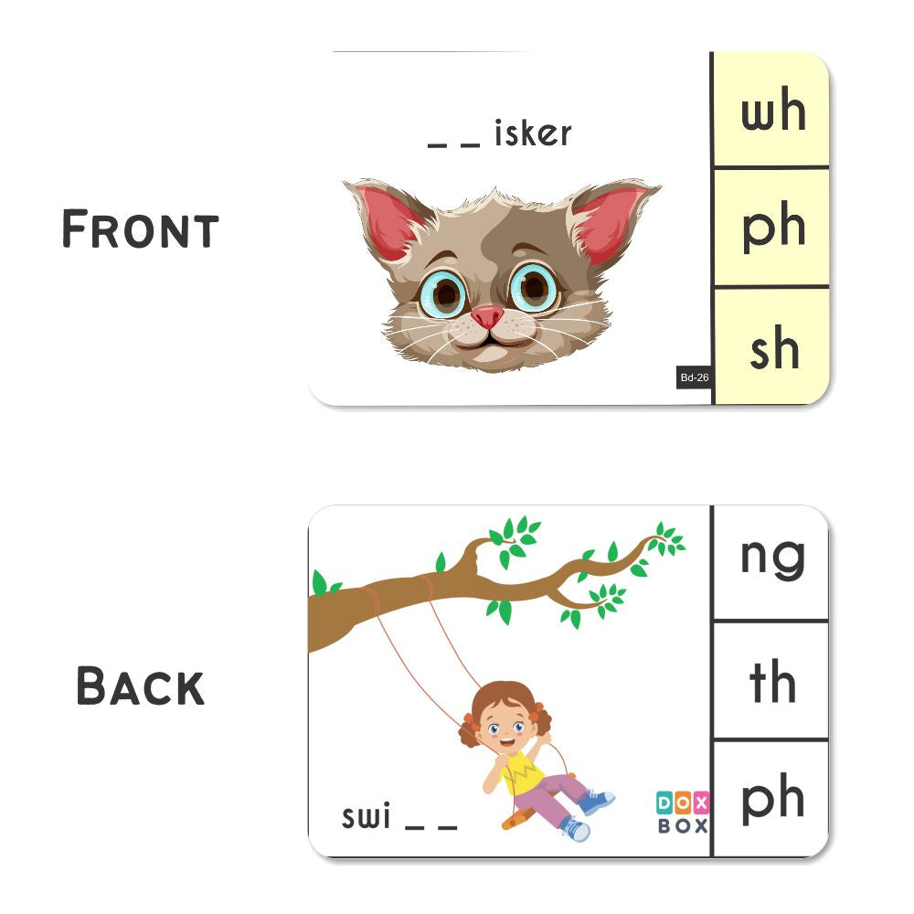 Phonics blends and diagraphs activity Flashcards- Pack of 32 - PyaraBaby