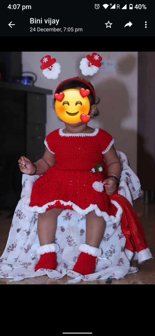 Crochet Christmas Special Baby Frock - PyaraBaby