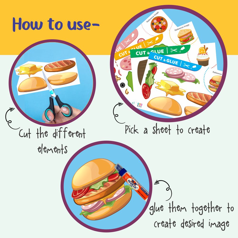 Cut & Glue Activity - Food - PyaraBaby