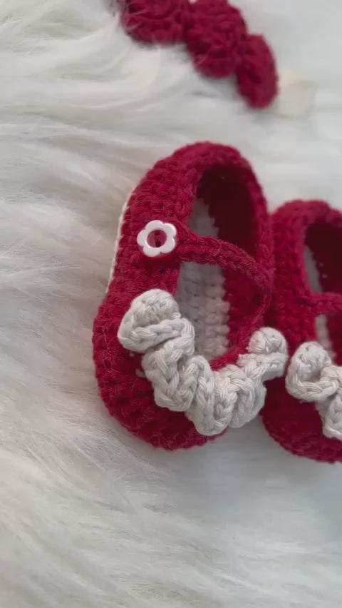 Booties with Headband For Baby Girl