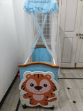 BABYHUG Tiger Cub Wooden Cradle with Wheels & Drawers - PyaraBaby