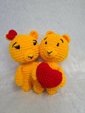 Crochet Handmade Couple of Pooh with heart 