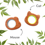 Soothe your baby's teething naturally with Babycov's Cute Mouse and Cat Neem Wood Teethers - organic goodness for safe and playful chewing!