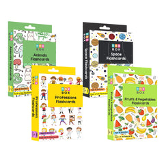 First flashcards combo pack - animals, fruits & vegetables, professions & space flashcards) - PyaraBaby