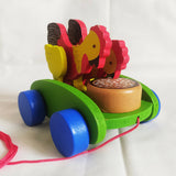 Moving Drum Car Rooster - Pull Along Toy - PyaraBaby