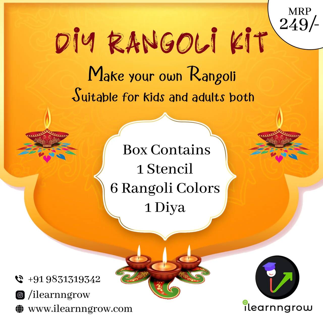 ILEARNNGROW Diwali DIY Rangoli Kit - Traditional Rangoli | A touch of artistry and tradition to your home. - PyaraBaby