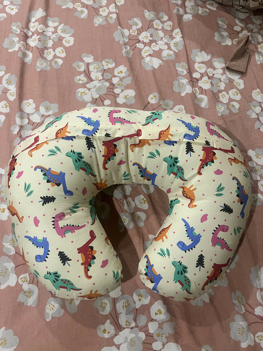 BABYHUG Cotton Feeding Pillow Dinosaur Bear Print - Cream - PyaraBaby