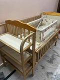 BABYHUG Lily Wooden Cot/Crib with Detachable Bassinet & Side Shelf, Dimensions: 149×64×104 cm - PyaraBaby