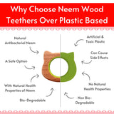 Soothe your baby's teething naturally with Babycov's Cute Mouse and Cat Neem Wood Teethers - organic goodness for safe and playful chewing!