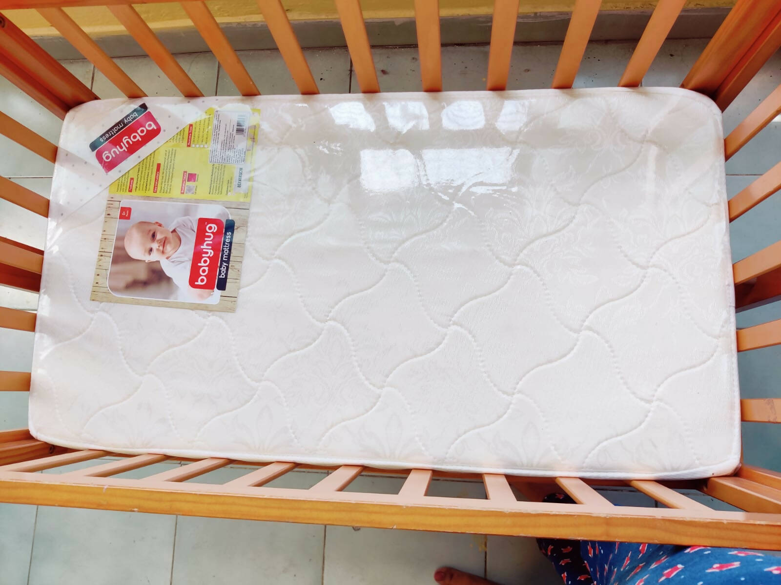 BABYHUG Joy Wooden Cradle + New Babyhug Mattress+ Babyhug Cot Bumper - PyaraBaby