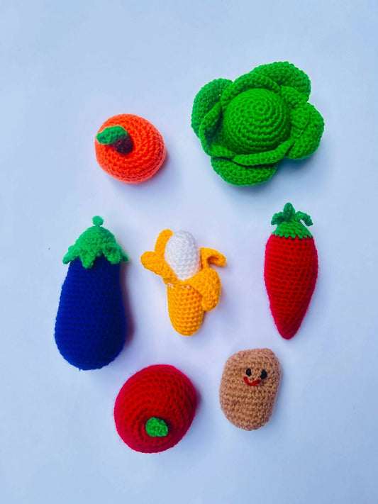 Hand Crocheted Fruits and Vegetables Basket (combo options available) - PyaraBaby