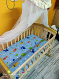 JUSTBORN Rocking Crib with One Side Openable Attached to Bed with Wheels and Mosquito Net , Dimensions:- L -41 inch , W- 24 inch , H- 30 inch - PyaraBaby