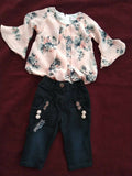 Baby pink top 2024 and black jeans