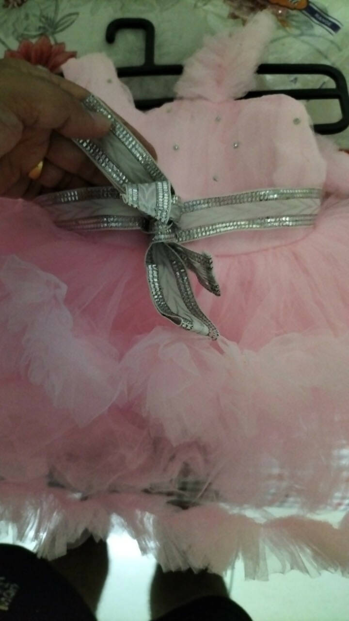 1st Birthday FANCY KIDSWEAR Pink Colour Layered Frock/Dress for Baby Girl - PyaraBaby