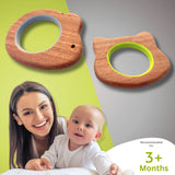 Soothe your baby's teething naturally with Babycov's Cute Mouse and Cat Neem Wood Teethers - organic goodness for safe and playful chewing!